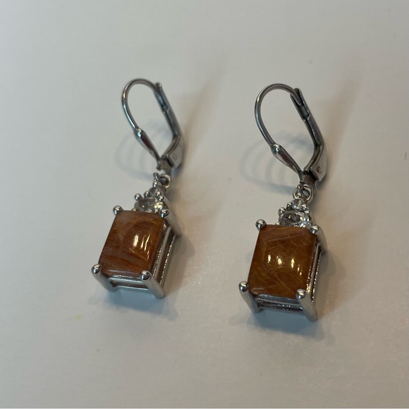Rutile Quartz & White Topaz 5.06Cts. Sterling Silver Earrings - Picture 2 of 5